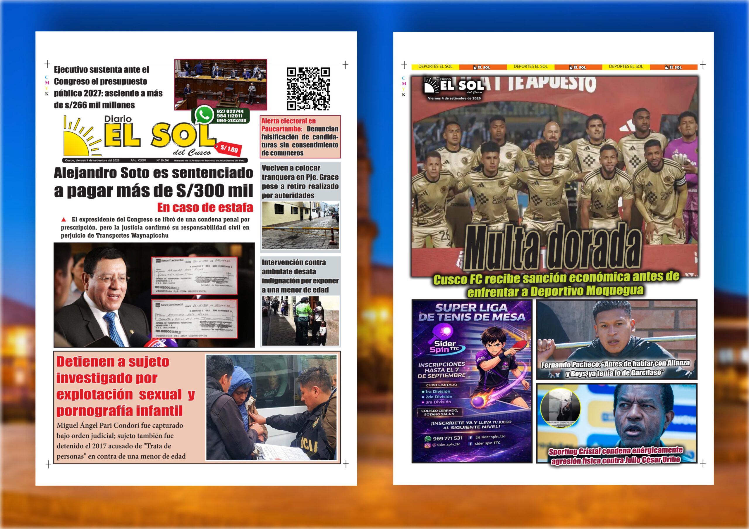 Viernes 4 de setiembre de 2026